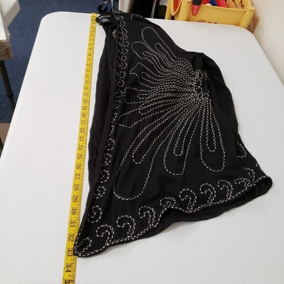 Lauren Michelle Womans Open Front Embroidered Cardigan Size 2X Black Artsy Layer - Picture 6 of 9